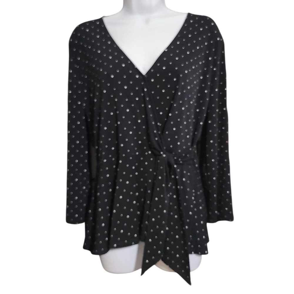 BANANA REPUBLIC black Polka Dot Blouse L